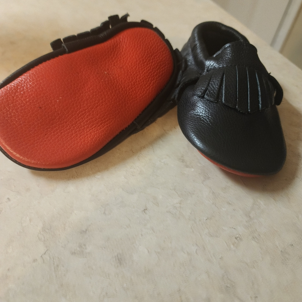 Infant Preppy Quiet Luxury moccasins with red bottoms